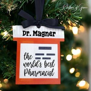 Handmade 2024 Prescription Bottle Ornament - Personalized Pharmacist Fun Gift!